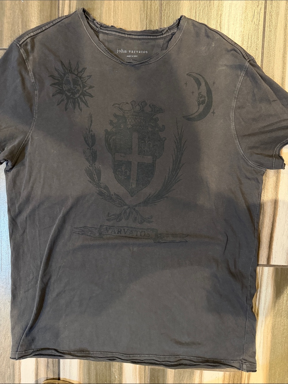 John Varvatos Black Short-Sleeve Crewneck Crest Tee
